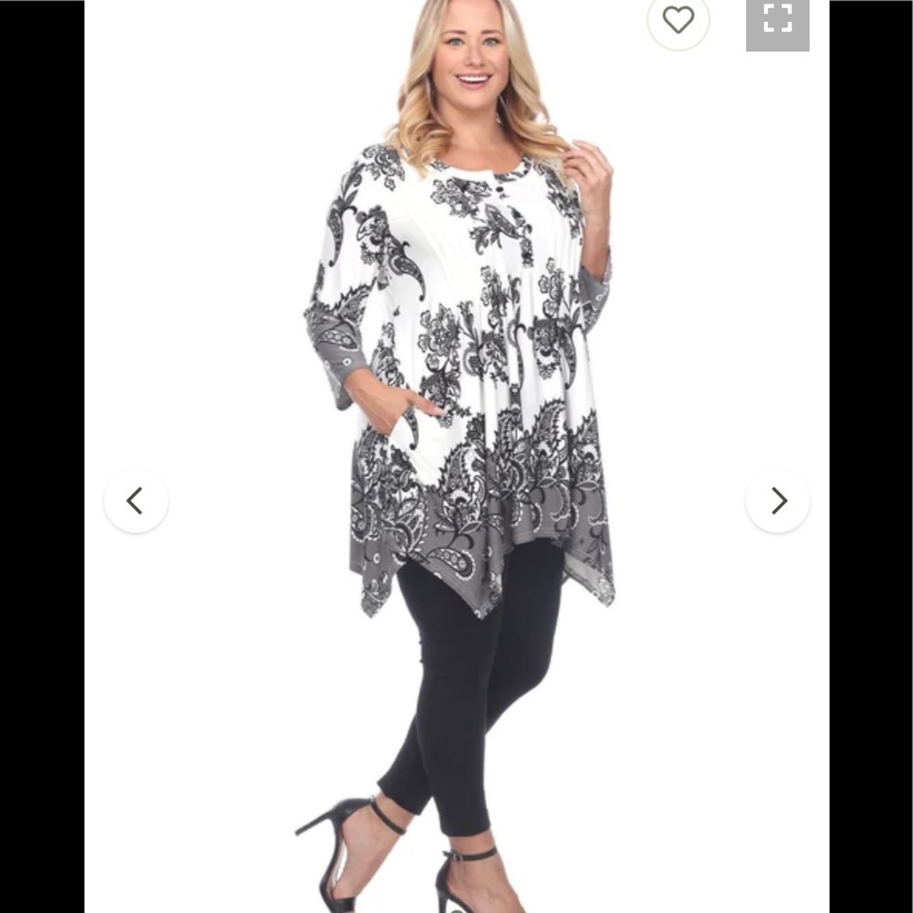 Floral Paisley Printed Palazzo Pants - White Mark e1. - Picture 2 of 11